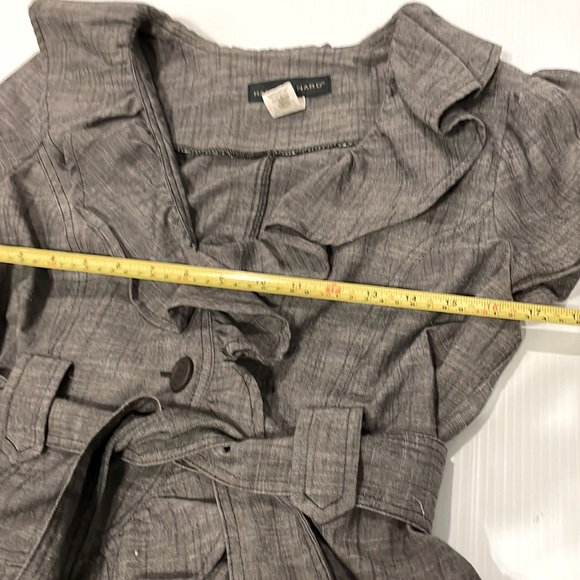 HARVE’ BENARD Ruffle Gray textured  V-Neck wrap Fitted Top size S - Picture 9 of 12